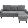 NO BRAND Slaapbank 3 Plaatsen In Modulaire L-vorm, Linnenstof Grijs, Met Usb-poorten, 202x137x80 Cm