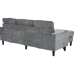 NO BRAND Slaapbank 3 Plaatsen In Modulaire L-vorm, Linnenstof Grijs, Met Usb-poorten, 202x137x80 Cm