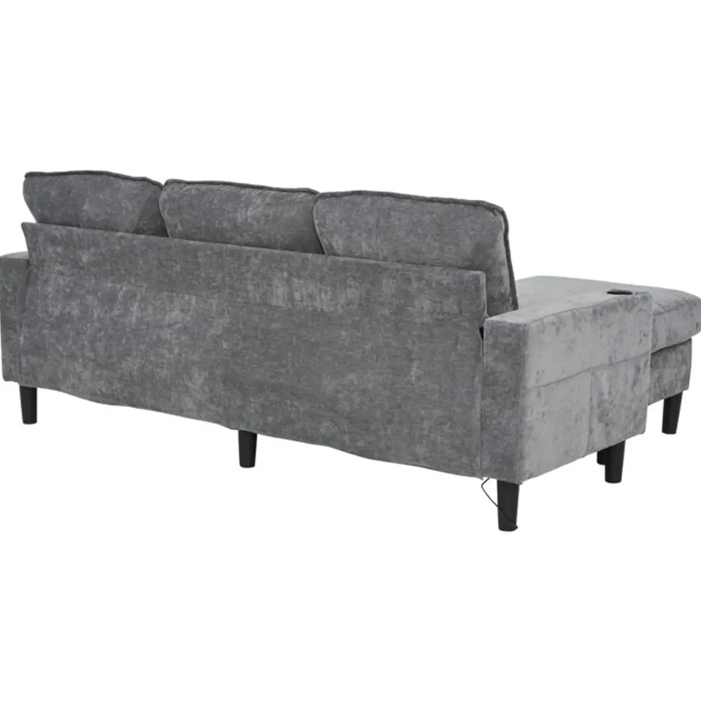 NO BRAND Slaapbank 3 Plaatsen In Modulaire L-vorm, Linnenstof Grijs, Met Usb-poorten, 202x137x80 Cm