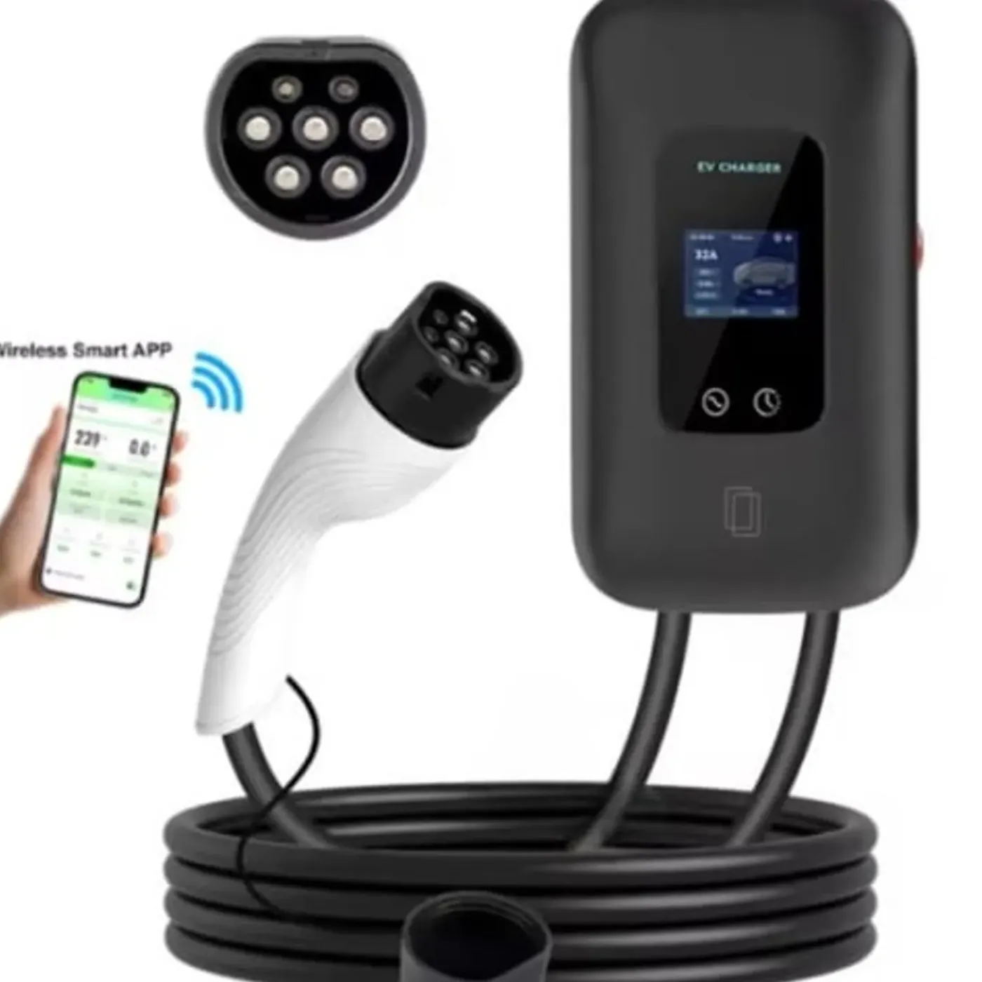 Grodt Slimme Laadpaal 11 Kw Met 5 Meter Vaste Type 2 Kabel | 3-fase 16a | App-functie |