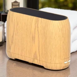 Smartlife Domotica | Wifi Luchtbevochtiger | Vlam & Aroma | Speaker | Ultrasoon | Hout Licht