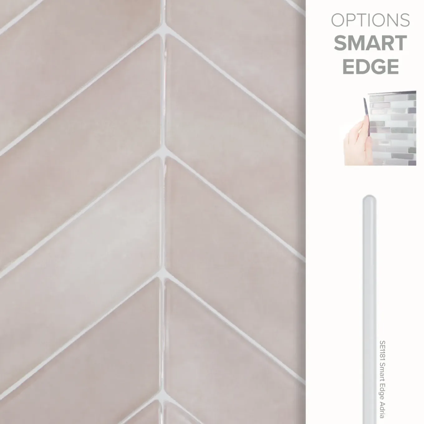 Smart Tiles Zelfklevende Tegels X4, 29.03 X 22.86cm - Chevron Viby Roze