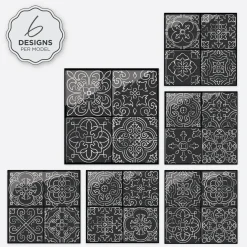 Smart Tiles Zelfklevende Tegels X4, 22.86 X 22.86cm - Vintage Vinci Zwart