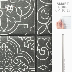 Smart Tiles Zelfklevende Tegels X4, 22.86 X 22.86cm - Vintage Vinci Zwart