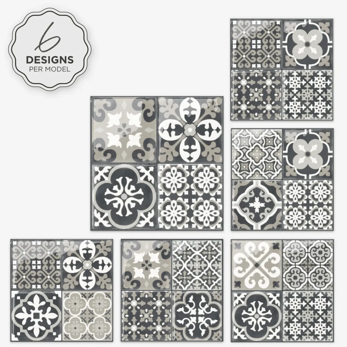 Smart Tiles Zelfklevende Tegels X4, 22.86 X 22.86cm - Vintage Arezzo Veelkleurige