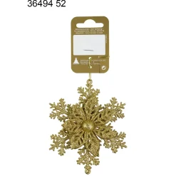 Sneeuwvlok met Bloem - Goud - Plastic - 10x10cm