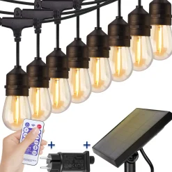 Solar Lichtsnoer Buiten - 8,5 Meter - 12 LED Lampen - Zonne-energie & Stekker - IP65 - Classic