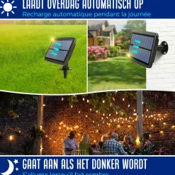 Solar Lichtsnoer Buiten - 8,5 Meter - 12 LED Lampen - Zonne-energie & Stekker - IP65 - Basic