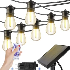 Solar Lichtsnoer Buiten - 8,5 Meter - 12 LED Lampen - Zonne-energie & Stekker - IP65 - Basic