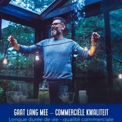 Silverline Solar Lichtsnoer Buiten - 8,5 Meter - 12 LED Lampen - Zonne-energie & Stekker - IP65 - Plug-In