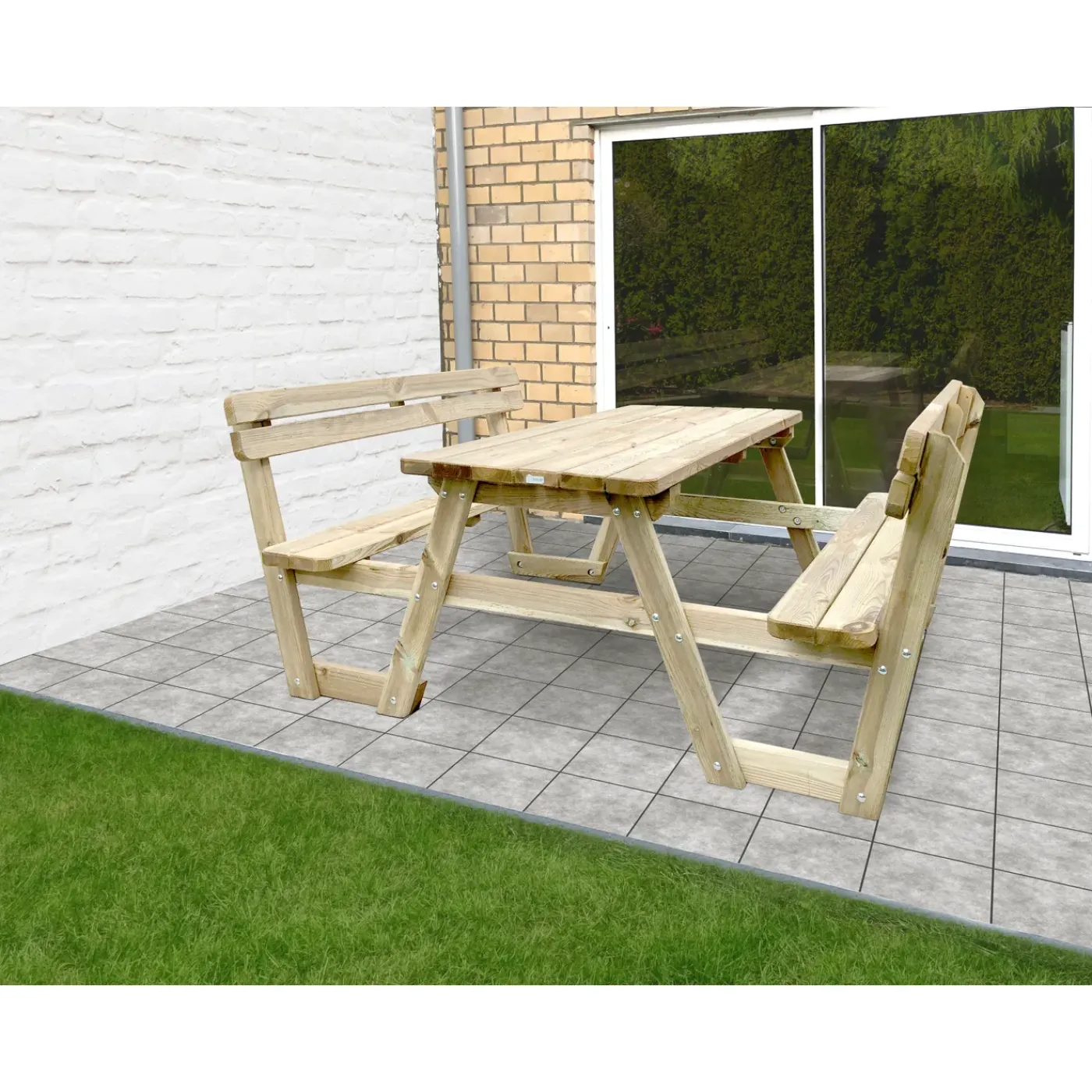 Solid picknicktafel set + leuning hout 180cm