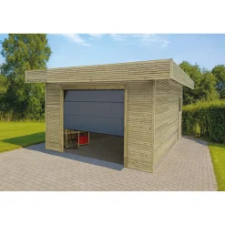 Solid Superia - Carport Garage - Geïmpregneerd Vurenhout - Sectionale Garagedeur - 35,4 m² - 506,4x699,4cm
