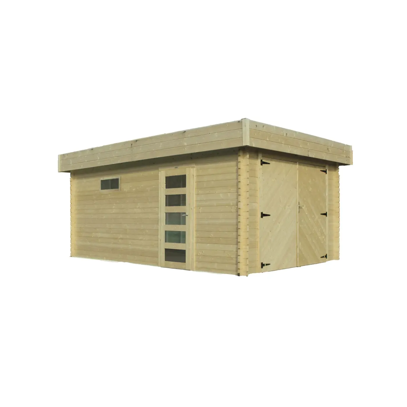 Solid Superia Modern Wood Garage - Geïmpregneerd Hout - Plat Dak - 358x538x256,8cm
