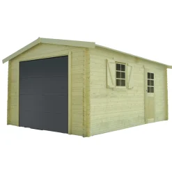Solid Superia Traditional Wood Garage - Geïmpregneerd Hout - Sectionale Poort - 358x508x281,5cm