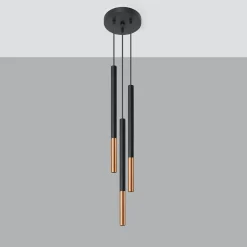 Sollux Lighting Hanglampen Mozaica Zwart/koper Staal