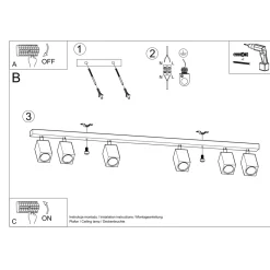Sollux Lighting - Plafondlamp - Zezu 6 Eiken Led 4000k