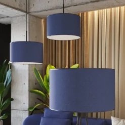 Sollux Lighting - Staande Lamp - Nevia Marineblauw/zwart Stof/pvc/staal