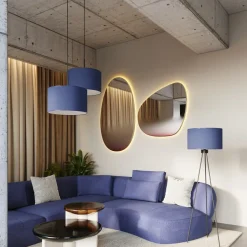 Sollux Lighting - Staande Lamp - Nevia Marineblauw/zwart Stof/pvc/staal