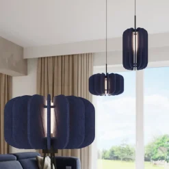 Sollux Lighting - Staande Lamp - Mula Marineblauw/zwart Vilt/staal