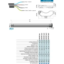 Somfy – Vervangkit Voor Bedrade Rolluikmotor Ilmo Wt – Diam.50 Mm – 10 Nm – Ref. 1245497