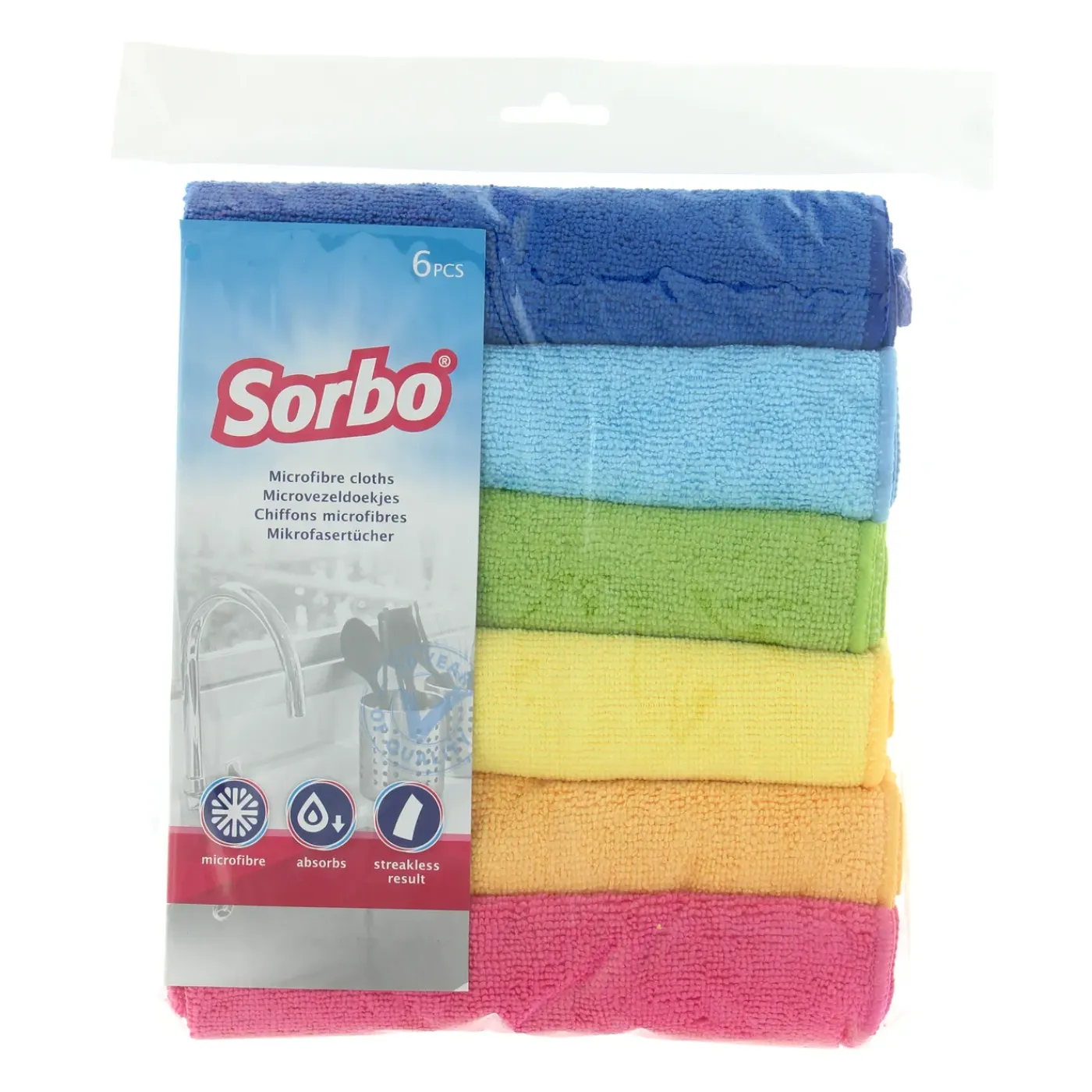 Sorbo microvezeldoek assortiment 40x40cm - 6 stuks