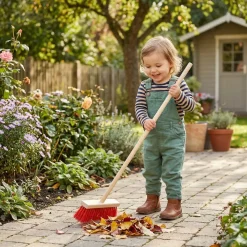 Sorex Kinderbezem Buiten - Rood/hout - Met Steel - 78 Cm