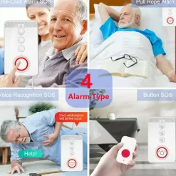 Smartlife Domotica Sos Alarmset Voor Binnenhuis Met 4g Simkaart En Waterdichte Knop Met Visueel En Hoorbaar Alarm
