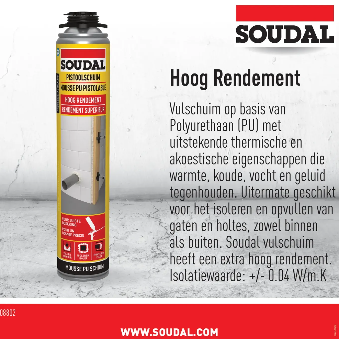 Soudal PU pistoolschuim Hoog rendement 750ml