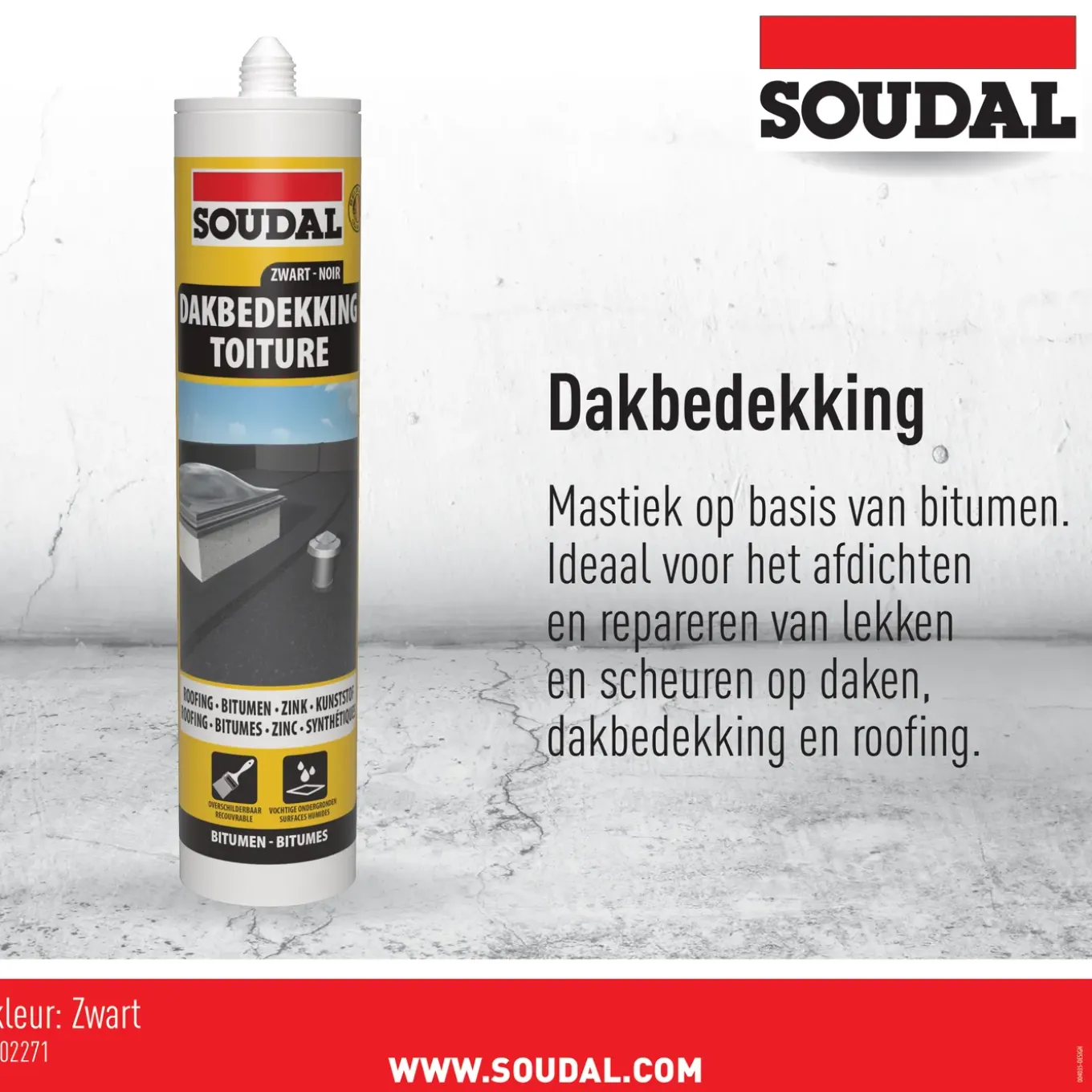 Soudal voegkit bitumen dakreparatie zwart 300ml