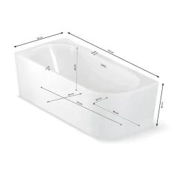 Spalina - Vrijstaand Bad - Capri 170 Gauche Blanche 170 X76 X58 Cm - Wit