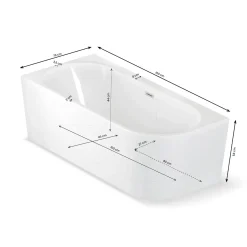 Spalina - Vrijstaand Bad - Capri 160 Gauche Blanche 160 X76 X58 cm - Wit