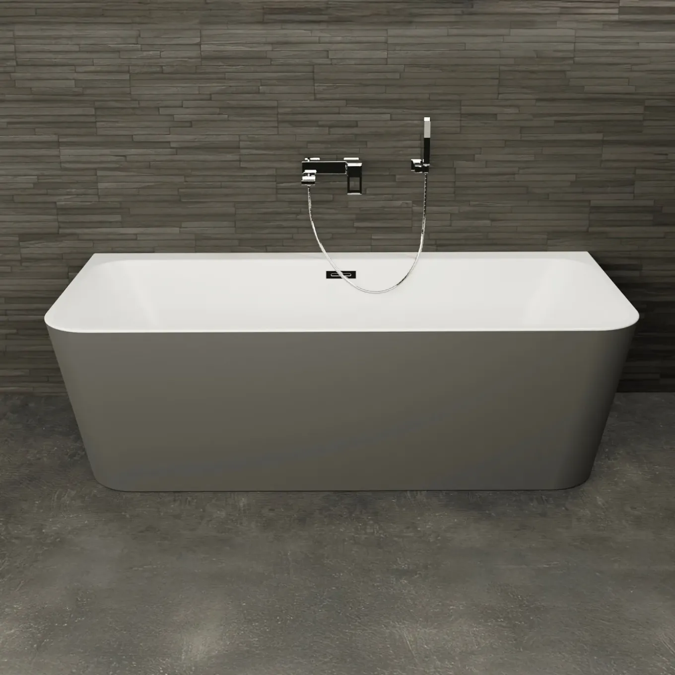 Spalina - Vrijstaand Bad - Mint 160 Grise 160 X75 X57 Cm - Grijs