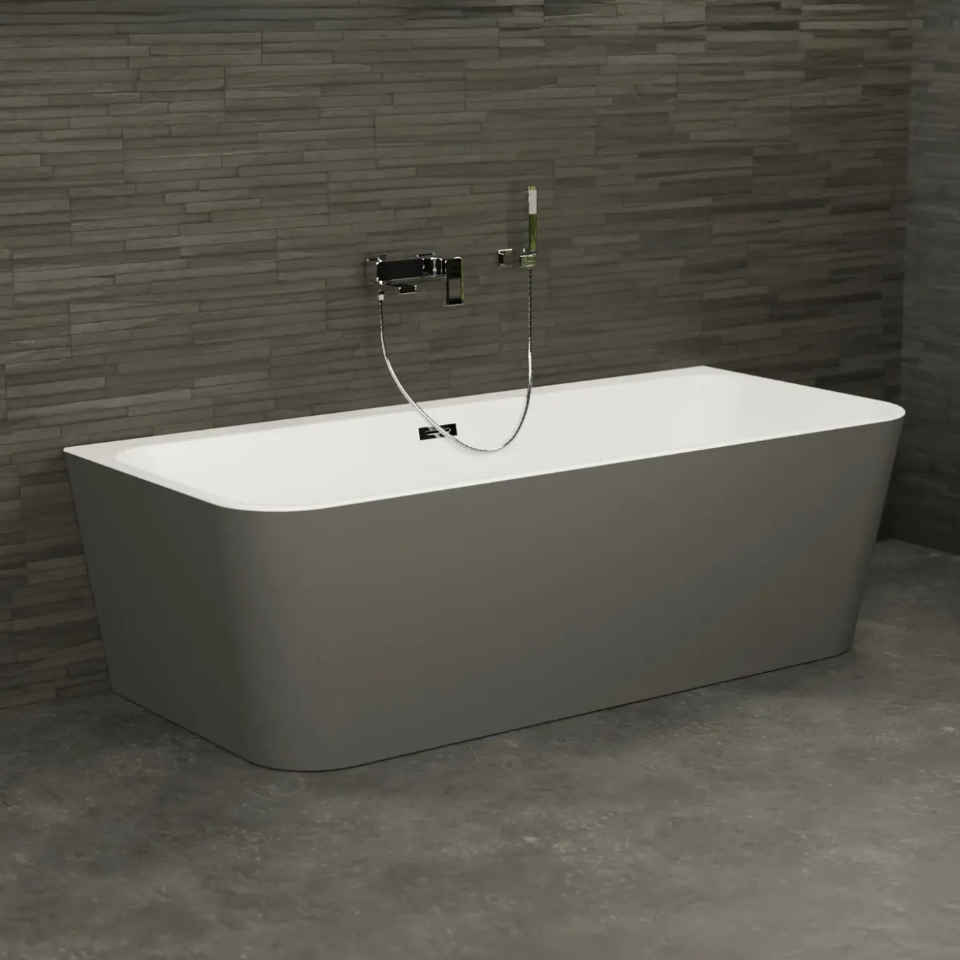 Spalina - Vrijstaand Bad - Mint 160 Grise 160 X75 X57 Cm - Grijs
