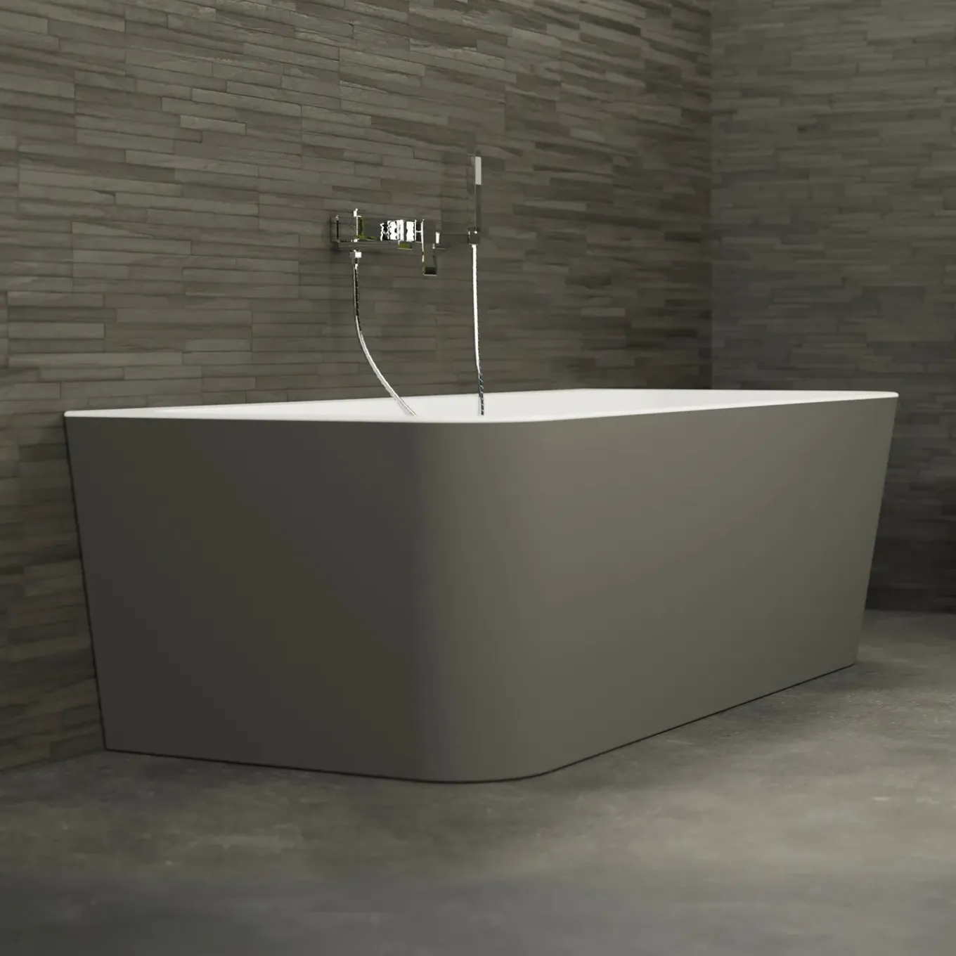 Spalina - Vrijstaand Bad - Mint 160 Grise 160 X75 X57 Cm - Grijs