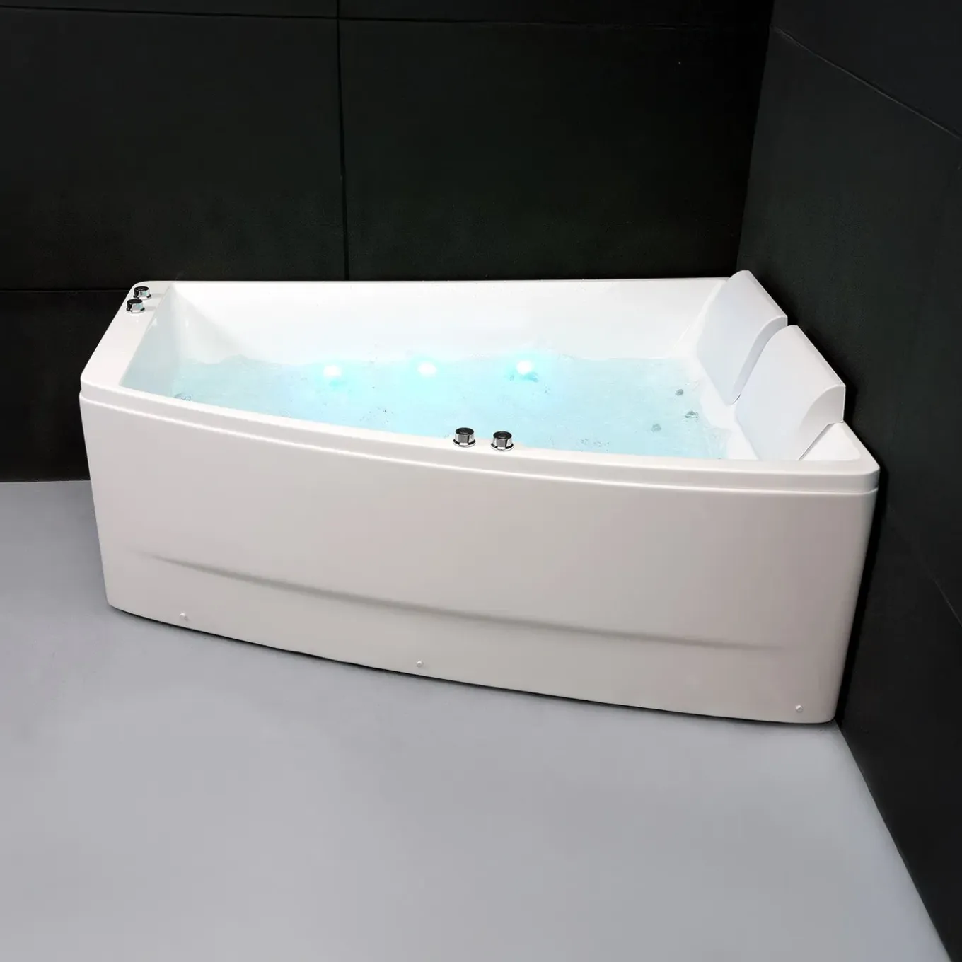 Spalina - Whirlpool Bad - Sangha Duo Wave Droite 170 X120 X63 Cm - Wit