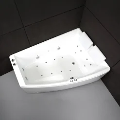 Spalina - Whirlpool Bad - Sangha Duo Wave Droite 170 X120 X63 Cm - Wit