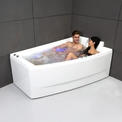 Spalina - Whirlpool Bad - Sangha Duo Wave Droite 170 X120 X63 Cm - Wit