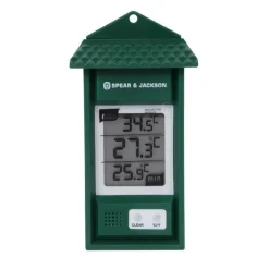 Spear & Jackson Thermometer Minimaxi Digitaal Kunststof Groen Binnen, Buiten