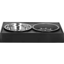 Springos Voerbak | Dubbel | Metalen | 3 Hoogte Niveaus | Vertragend
