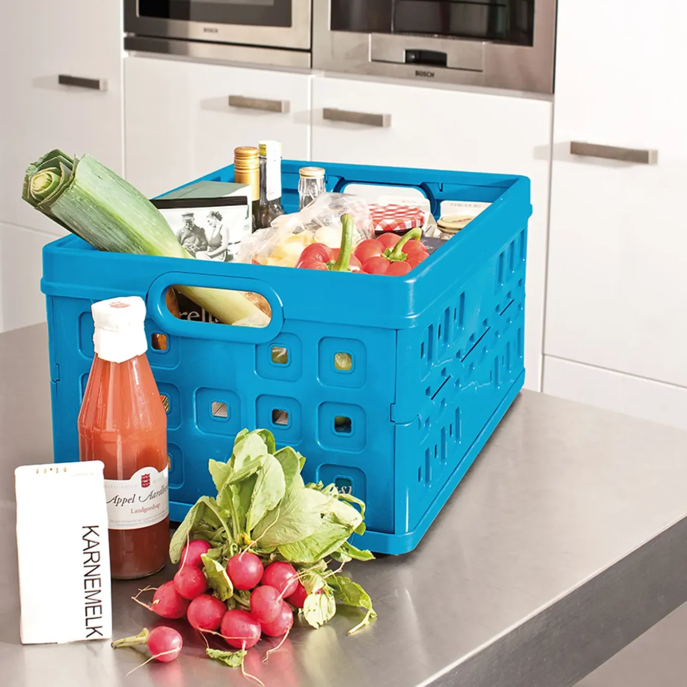 Square vouwkrat 32L blauw 49x36x24,5cm