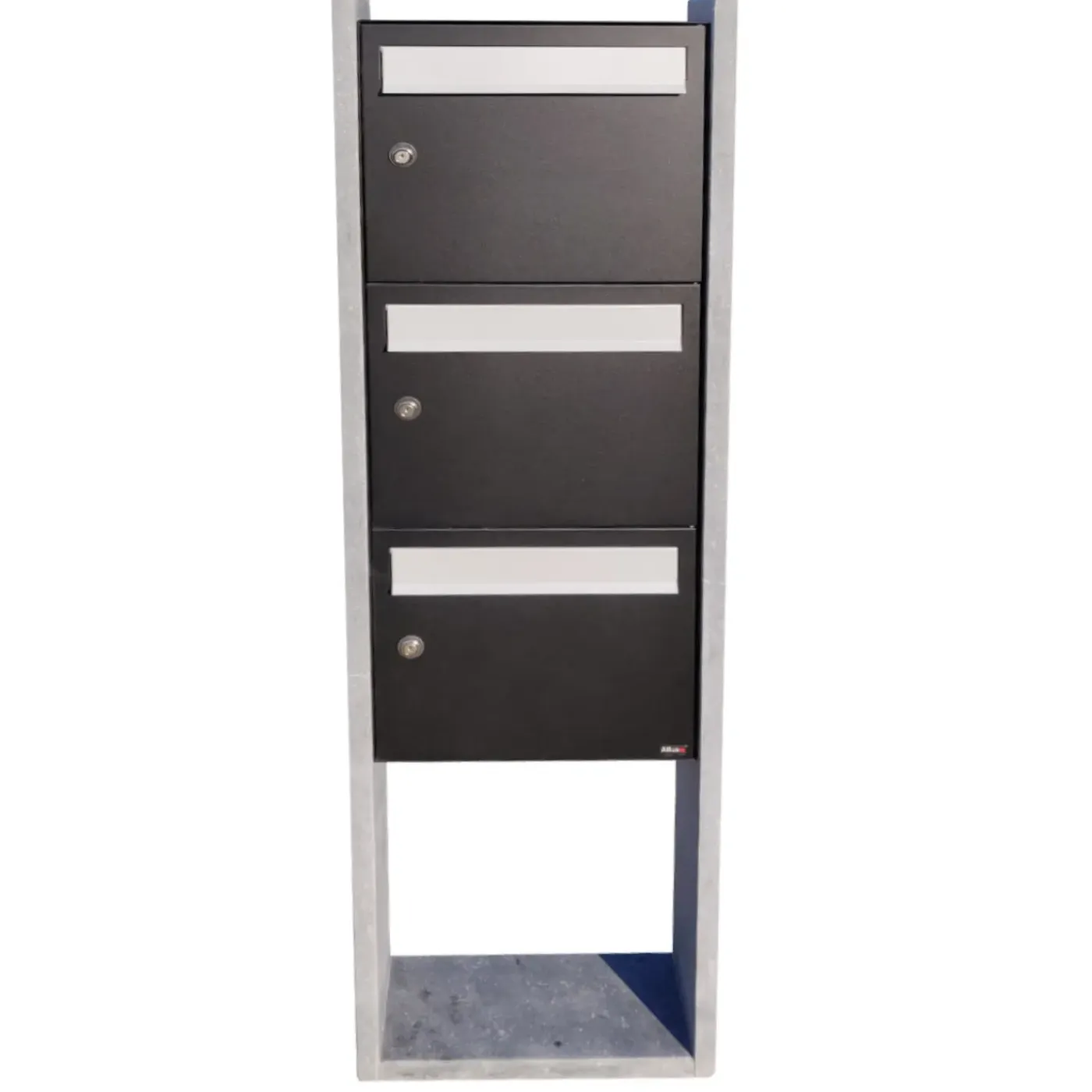 VASP Staande Brievenbus Palermo Triple - Natuursteen en Staal - Zwart, Blauw en Grijs - 46x162x18cm