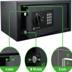 STANDERS Elektronische Kluis 20L - met elektronisch codeslot - 44,5x22,5x32cm