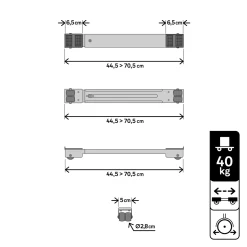 STANDERS Transporthulp - 44,5-70,5cm - 40kg - Staal en kunststof - Antislip