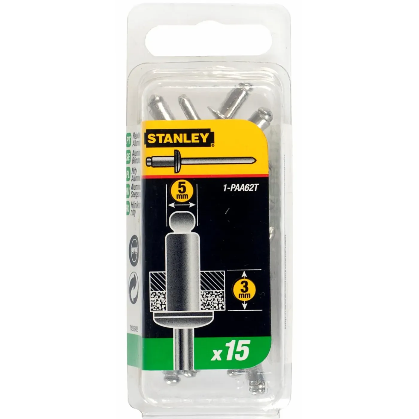 Stanley popnagels 5x3mm - 15 stuks