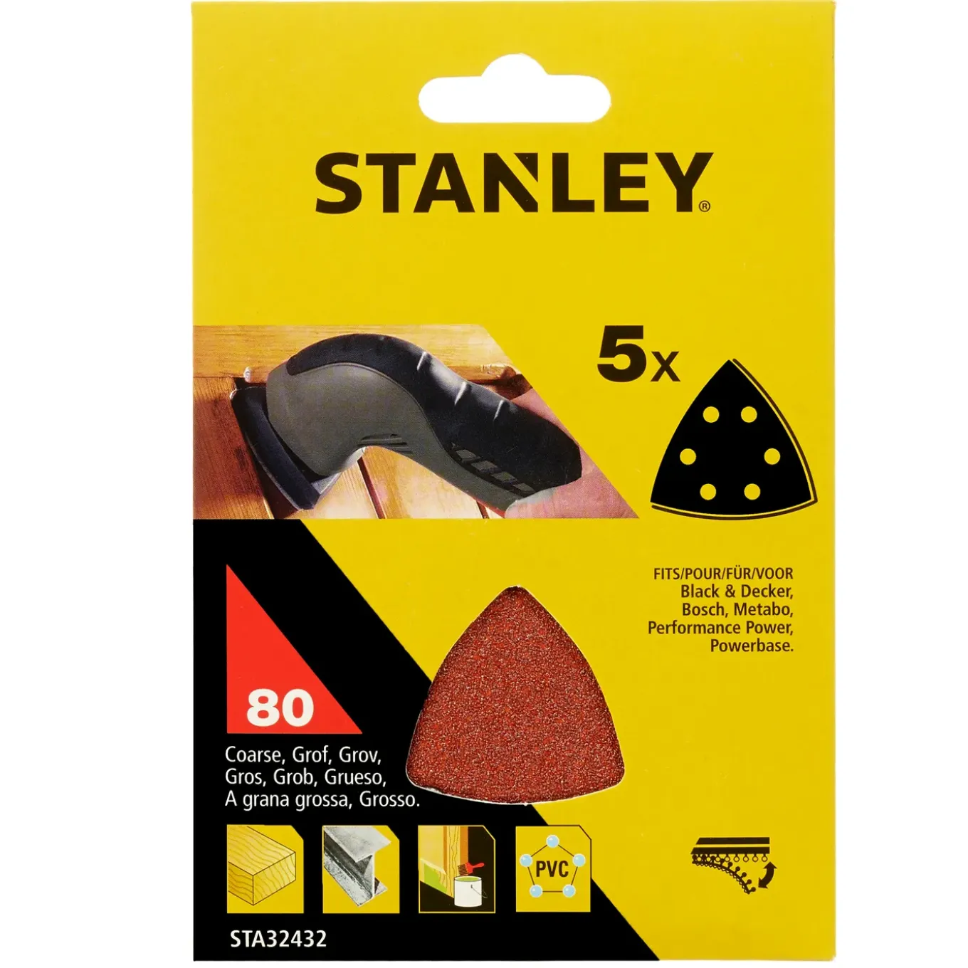 Stanley Schuurpad Quick Fit - K80 - Bruin - 5 stuks