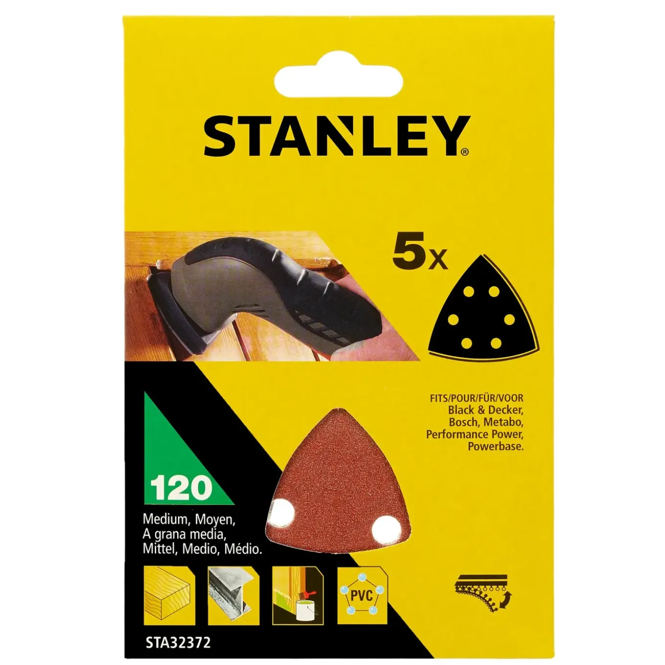 Stanley Schuurpad Quick Fit - K120 - 5 stuks