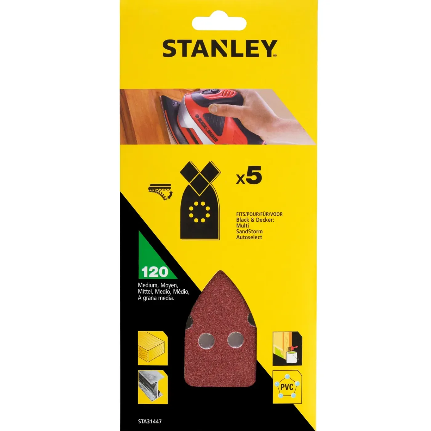 Stanley Schuurpad Quick Fit - K120 - 5 stuks