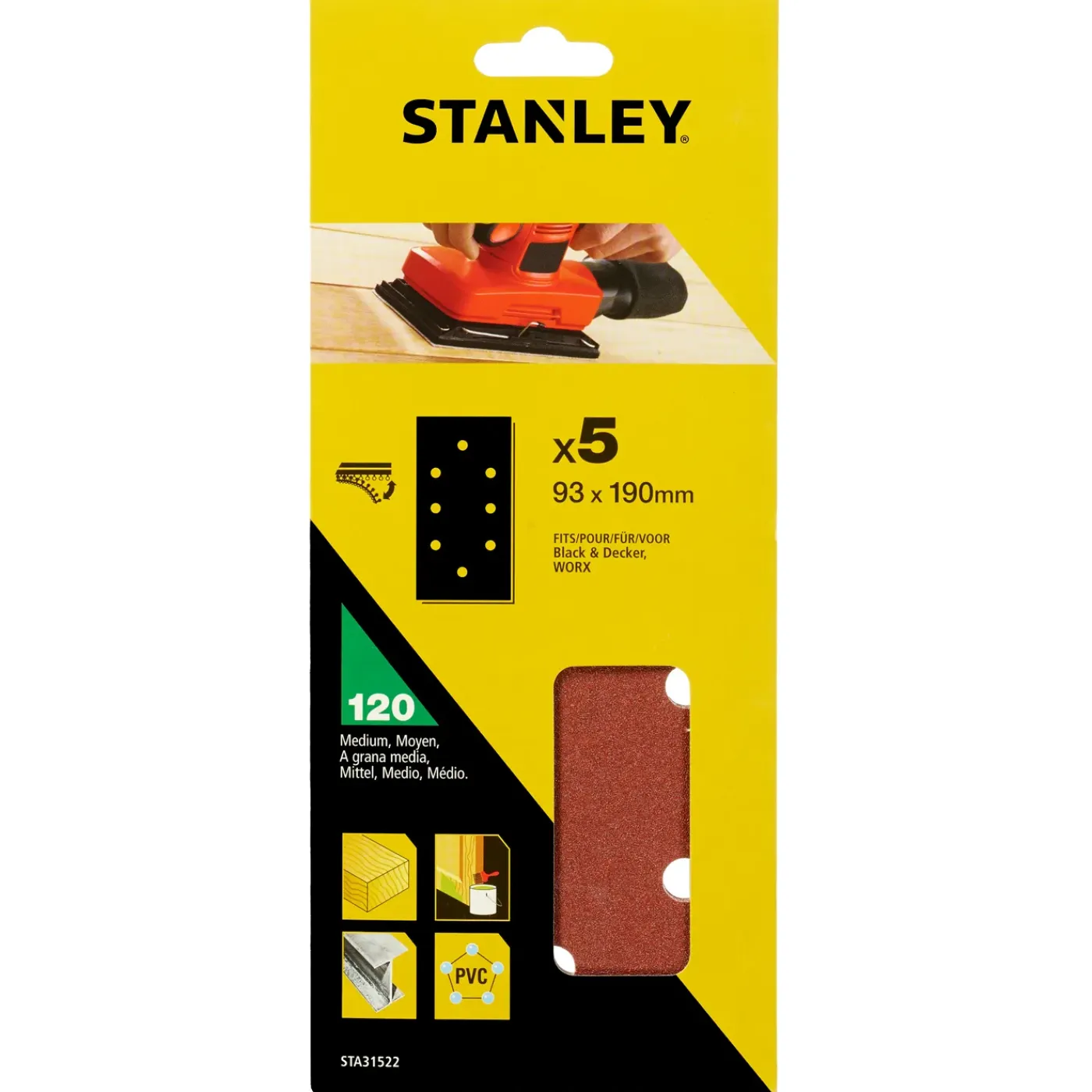 Stanley Schuurvel - K120 - 93x190mm - 5 stuks