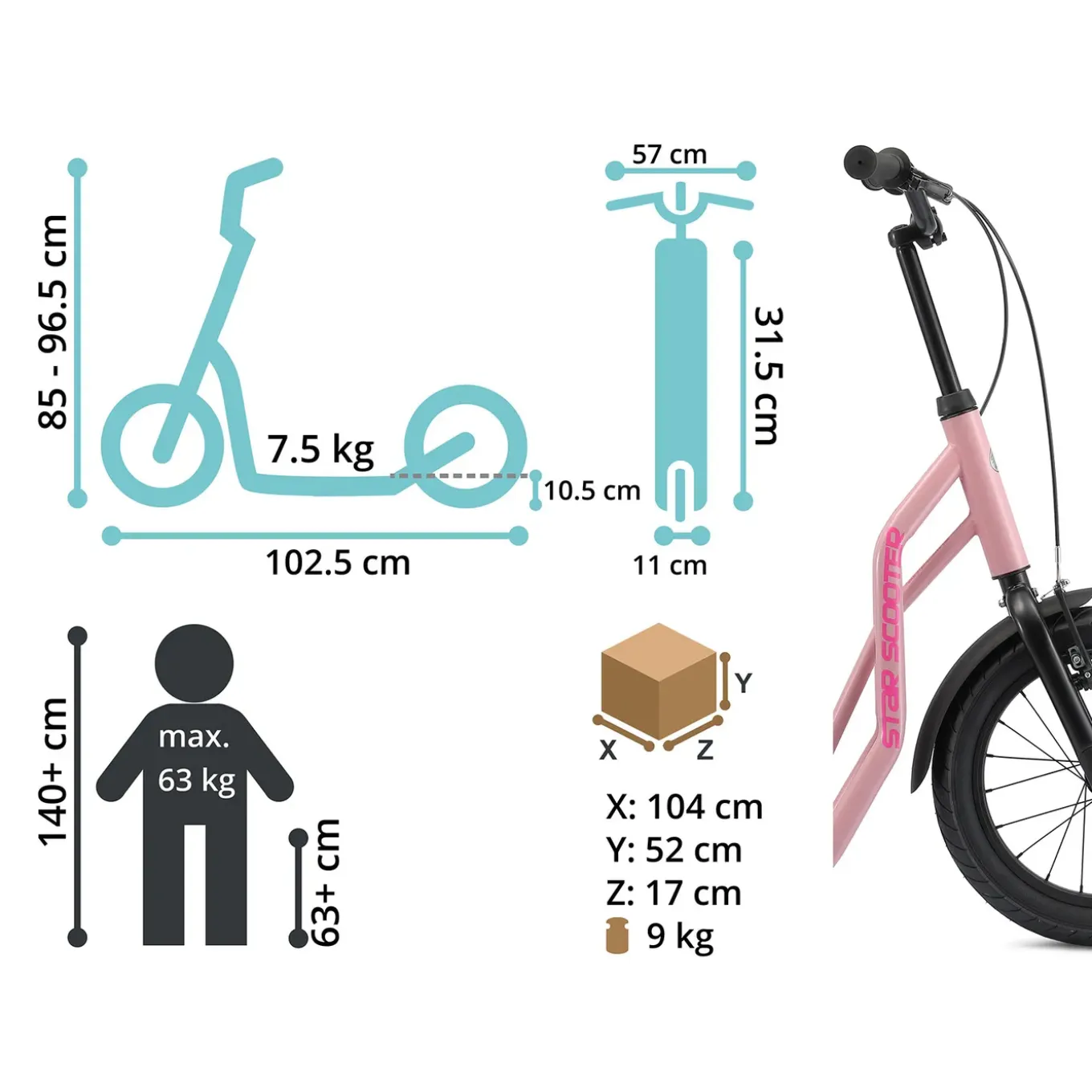 Star Scooter Autoped 16 Inch + 12 Inch Paars