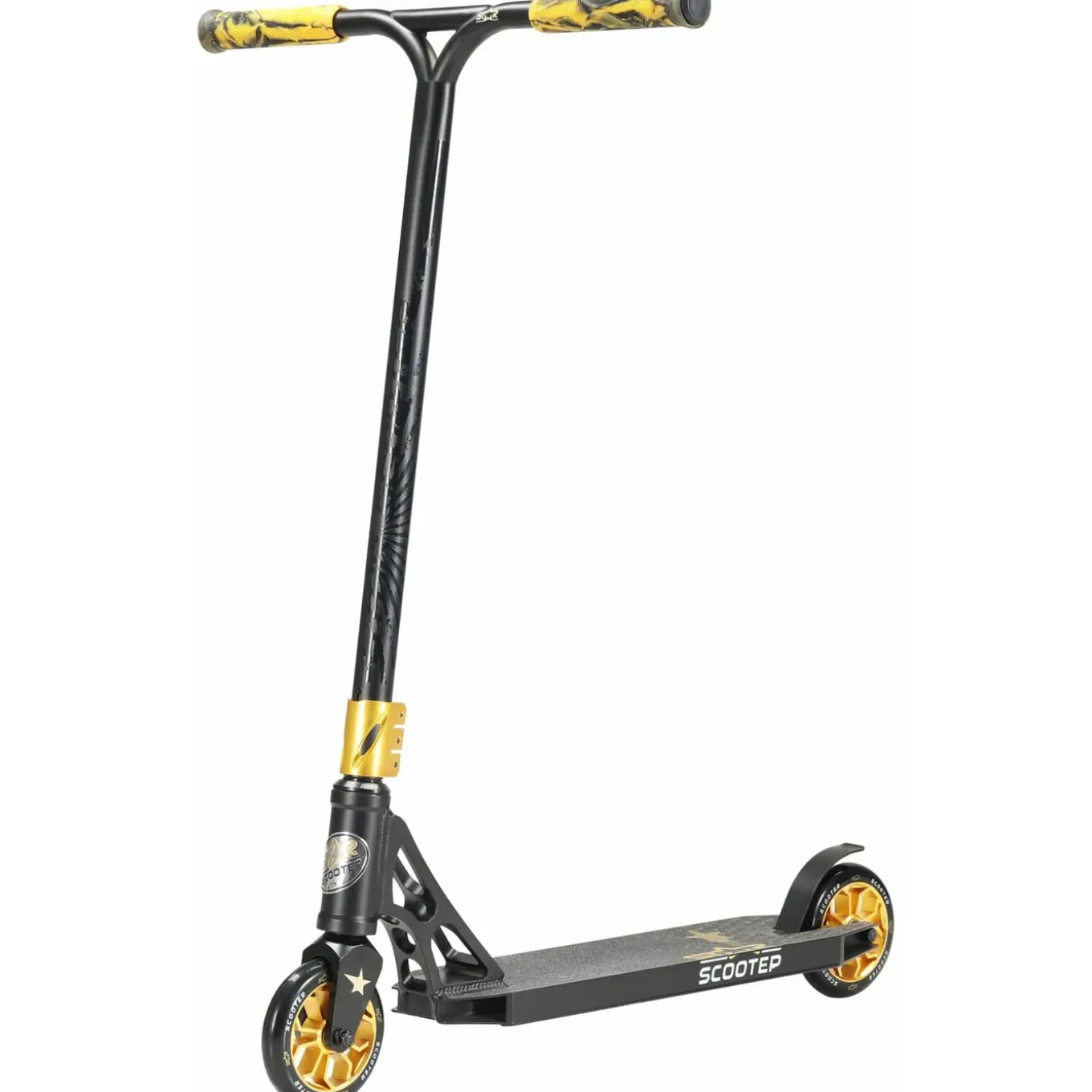 Star Scooter Stuntstep Freestyle Jump Alu 120mm Pro Trick Roller Zwart Goud